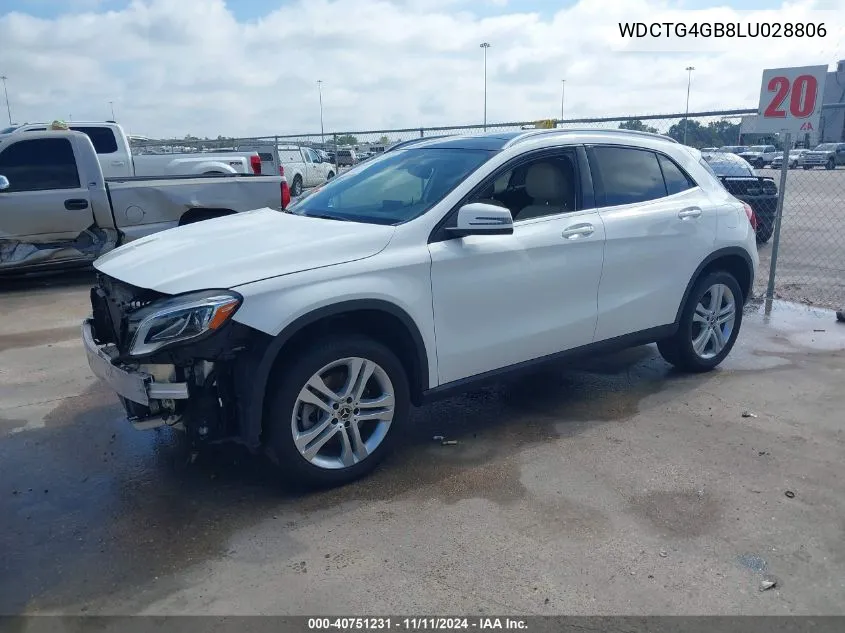 2020 Mercedes-Benz Gla 250 4Matic VIN: WDCTG4GB8LU028806 Lot: 40751231