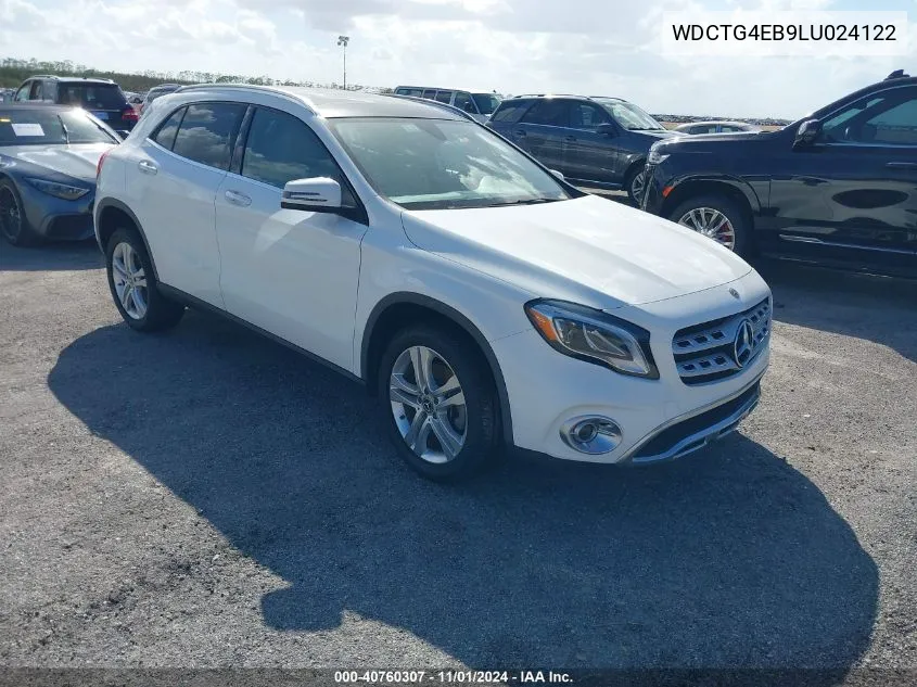 2020 Mercedes-Benz Gla 250 VIN: WDCTG4EB9LU024122 Lot: 40760307