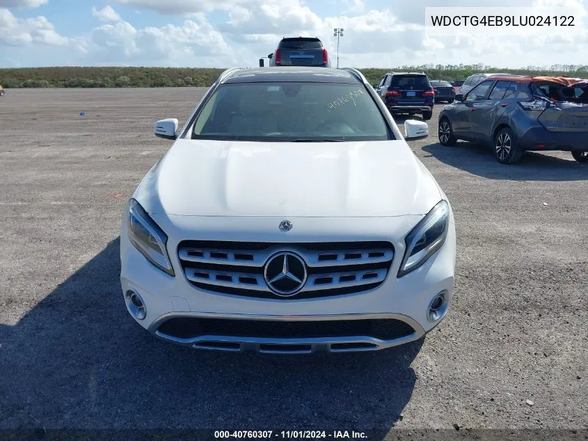 2020 Mercedes-Benz Gla 250 VIN: WDCTG4EB9LU024122 Lot: 40760307