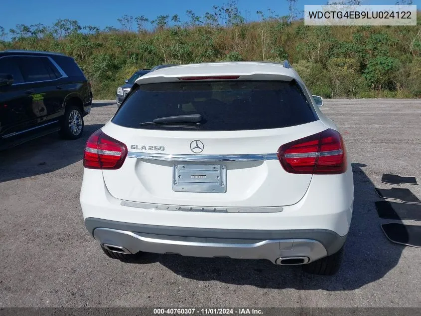 2020 Mercedes-Benz Gla 250 VIN: WDCTG4EB9LU024122 Lot: 40760307