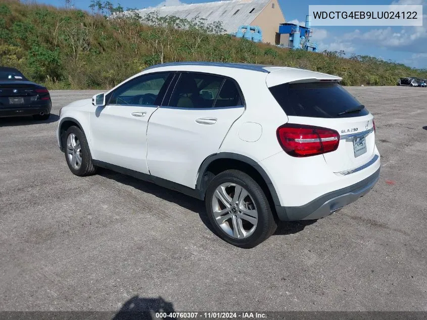 2020 Mercedes-Benz Gla 250 VIN: WDCTG4EB9LU024122 Lot: 40760307