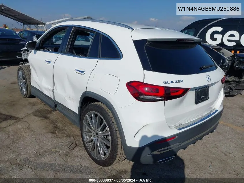 2021 Mercedes-Benz Gla 250 VIN: W1N4N4GB8MJ250886 Lot: 38889837