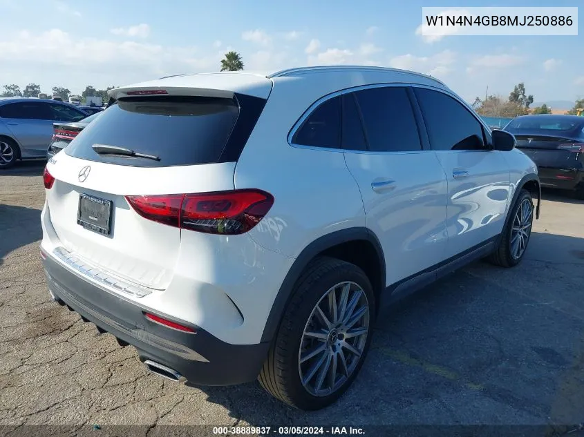 2021 Mercedes-Benz Gla 250 VIN: W1N4N4GB8MJ250886 Lot: 38889837