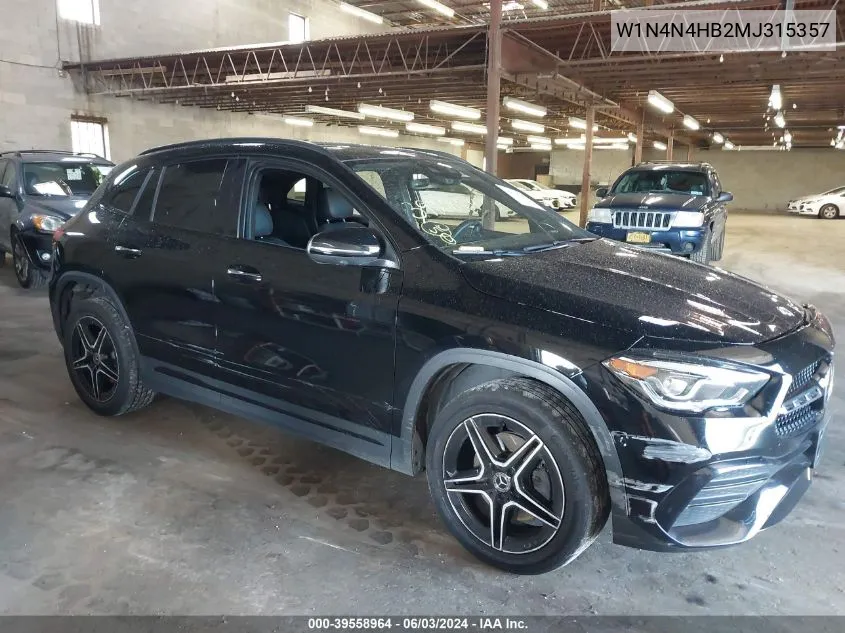 2021 Mercedes-Benz Gla 250 4Matic VIN: W1N4N4HB2MJ315357 Lot: 39558964