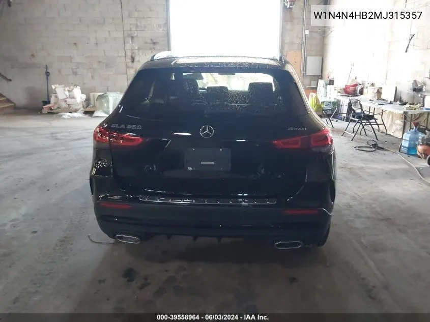 2021 Mercedes-Benz Gla 250 4Matic VIN: W1N4N4HB2MJ315357 Lot: 39558964