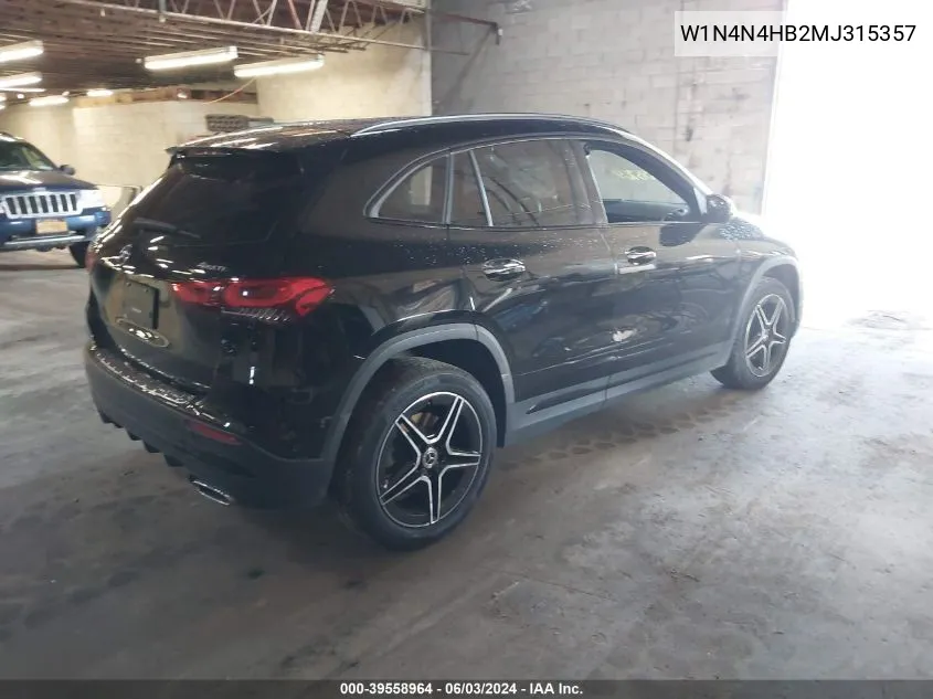 2021 Mercedes-Benz Gla 250 4Matic VIN: W1N4N4HB2MJ315357 Lot: 39558964