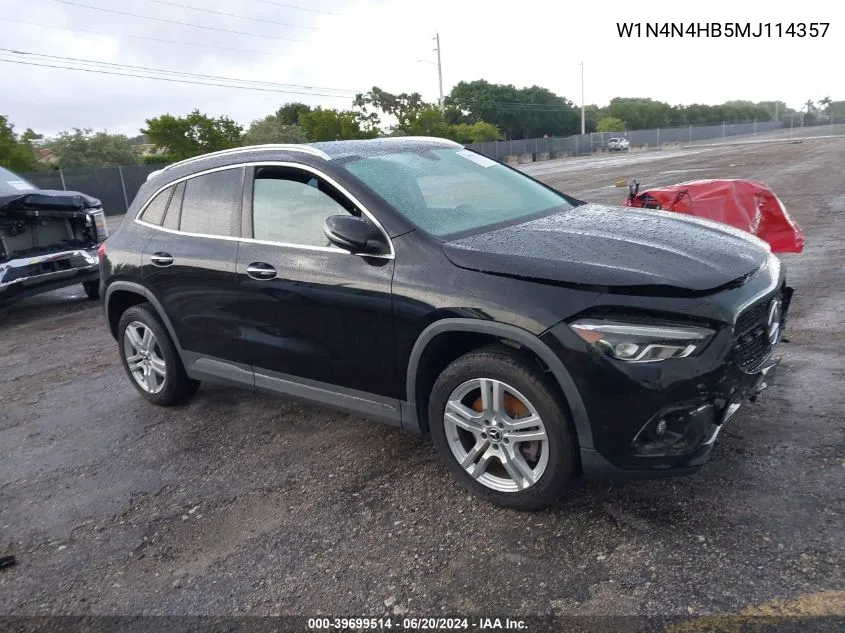 2021 Mercedes-Benz Gla 250 4Matic VIN: W1N4N4HB5MJ114357 Lot: 39699514