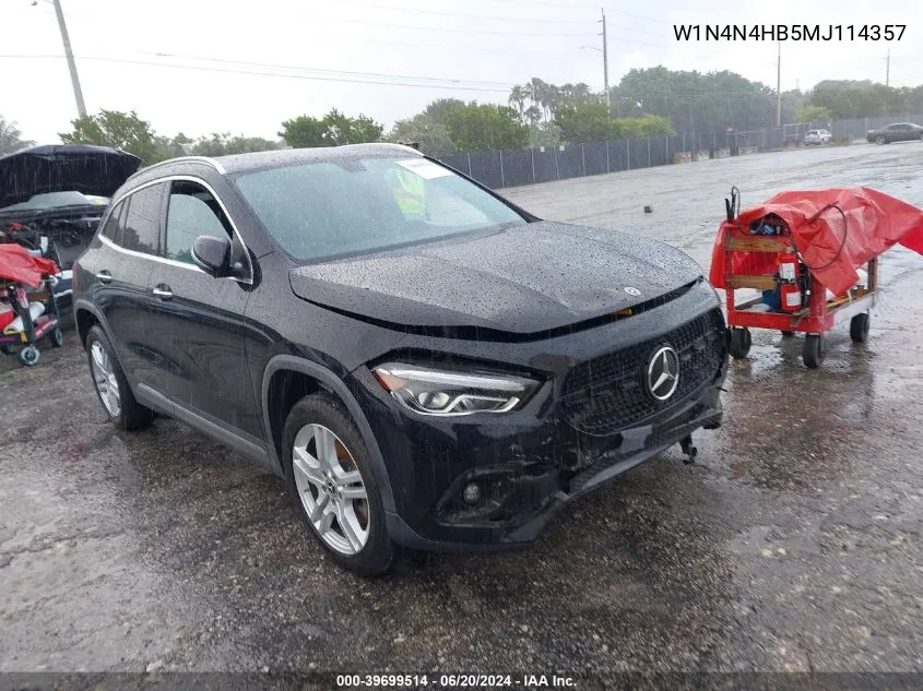 2021 Mercedes-Benz Gla 250 4Matic VIN: W1N4N4HB5MJ114357 Lot: 39699514