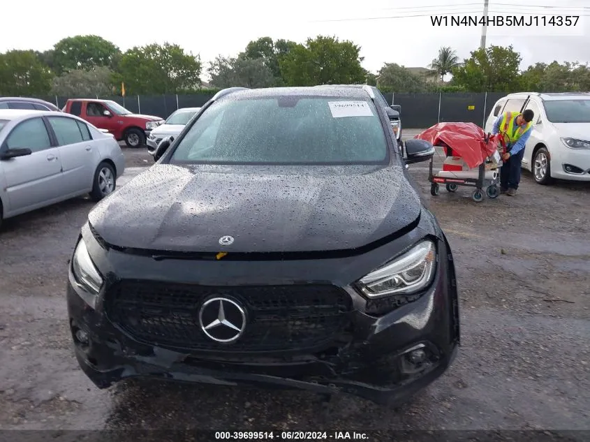 2021 Mercedes-Benz Gla 250 4Matic VIN: W1N4N4HB5MJ114357 Lot: 39699514