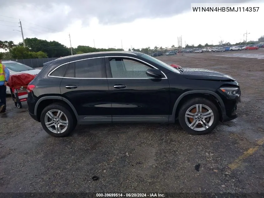 2021 Mercedes-Benz Gla 250 4Matic VIN: W1N4N4HB5MJ114357 Lot: 39699514