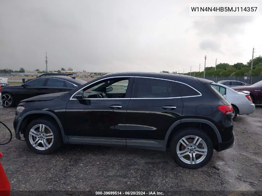 2021 Mercedes-Benz Gla 250 4Matic VIN: W1N4N4HB5MJ114357 Lot: 39699514