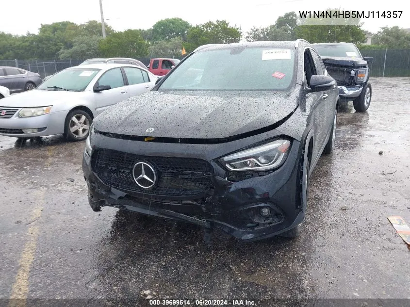 2021 Mercedes-Benz Gla 250 4Matic VIN: W1N4N4HB5MJ114357 Lot: 39699514