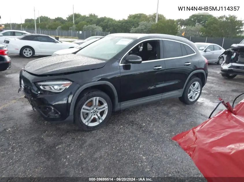 2021 Mercedes-Benz Gla 250 4Matic VIN: W1N4N4HB5MJ114357 Lot: 39699514