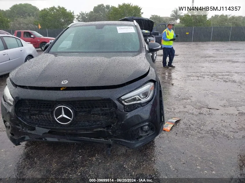 2021 Mercedes-Benz Gla 250 4Matic VIN: W1N4N4HB5MJ114357 Lot: 39699514