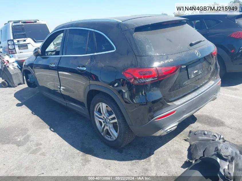 2021 Mercedes-Benz Gla 250 VIN: W1N4N4GB7MJ215949 Lot: 40138861