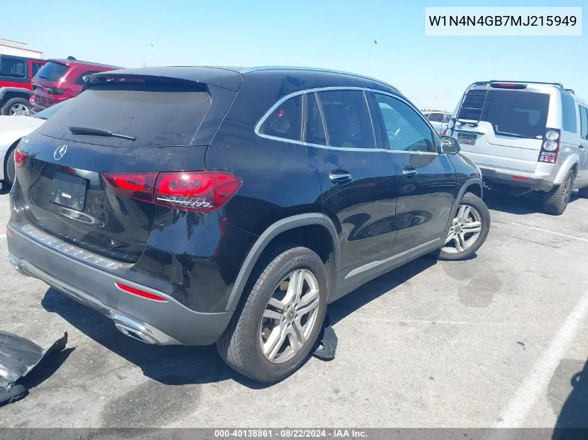 2021 Mercedes-Benz Gla 250 VIN: W1N4N4GB7MJ215949 Lot: 40138861