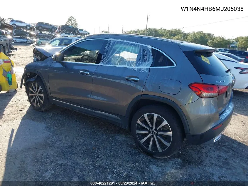 2021 Mercedes-Benz Gla 250 4Matic VIN: W1N4N4HB6MJ205038 Lot: 40221291