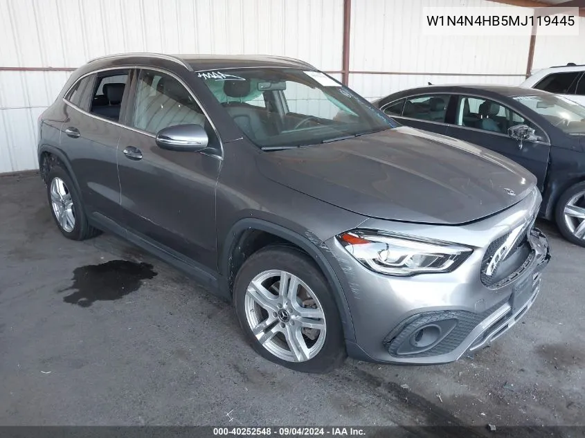 2021 Mercedes-Benz Gla 250 4Matic VIN: W1N4N4HB5MJ119445 Lot: 40252548