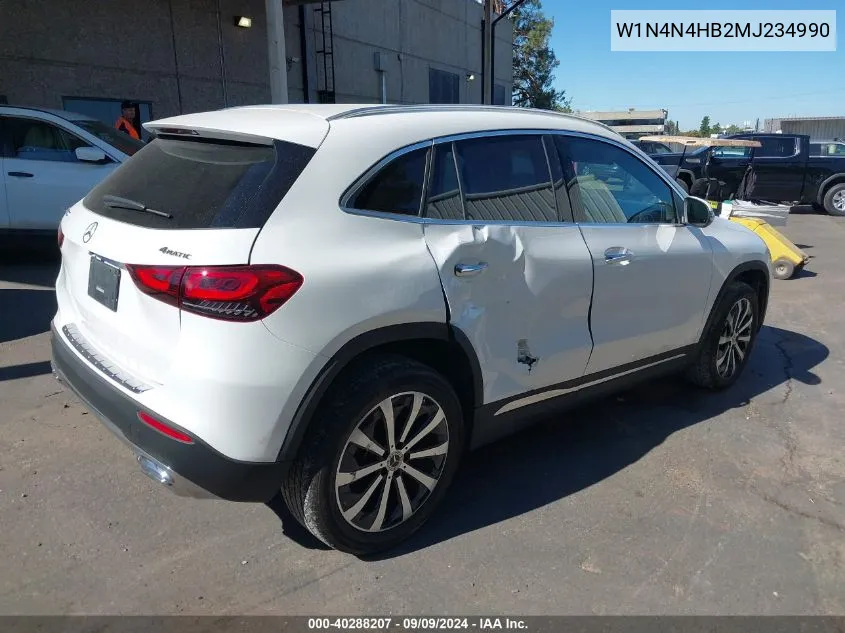 2021 Mercedes-Benz Gla 250 4Matic VIN: W1N4N4HB2MJ234990 Lot: 40288207