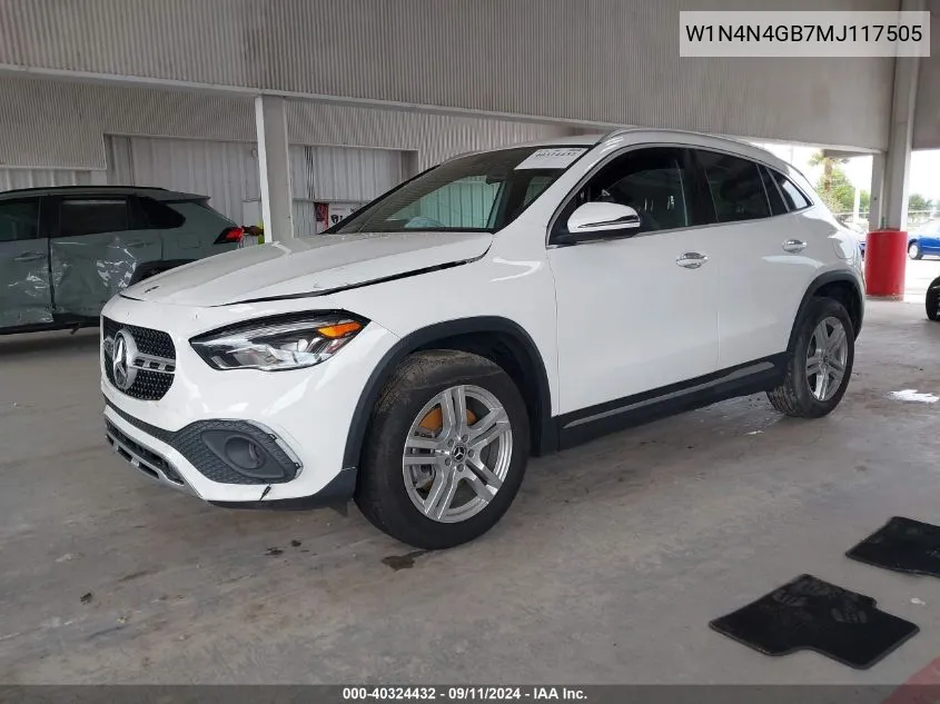 2021 Mercedes-Benz Gla 250 250 VIN: W1N4N4GB7MJ117505 Lot: 40324432