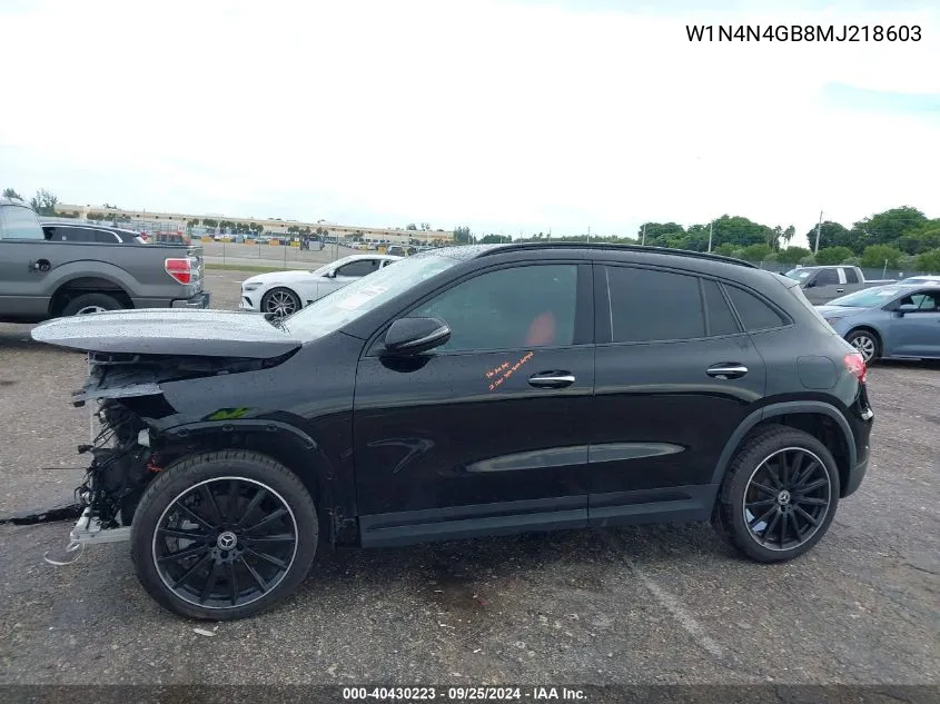 2021 Mercedes-Benz Gla 250 VIN: W1N4N4GB8MJ218603 Lot: 40430223