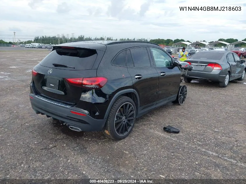 2021 Mercedes-Benz Gla 250 VIN: W1N4N4GB8MJ218603 Lot: 40430223