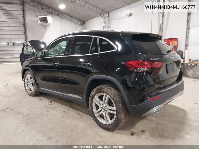 2021 Mercedes-Benz Gla 250 4Matic VIN: W1N4N4HB4MJ160777 Lot: 40485551