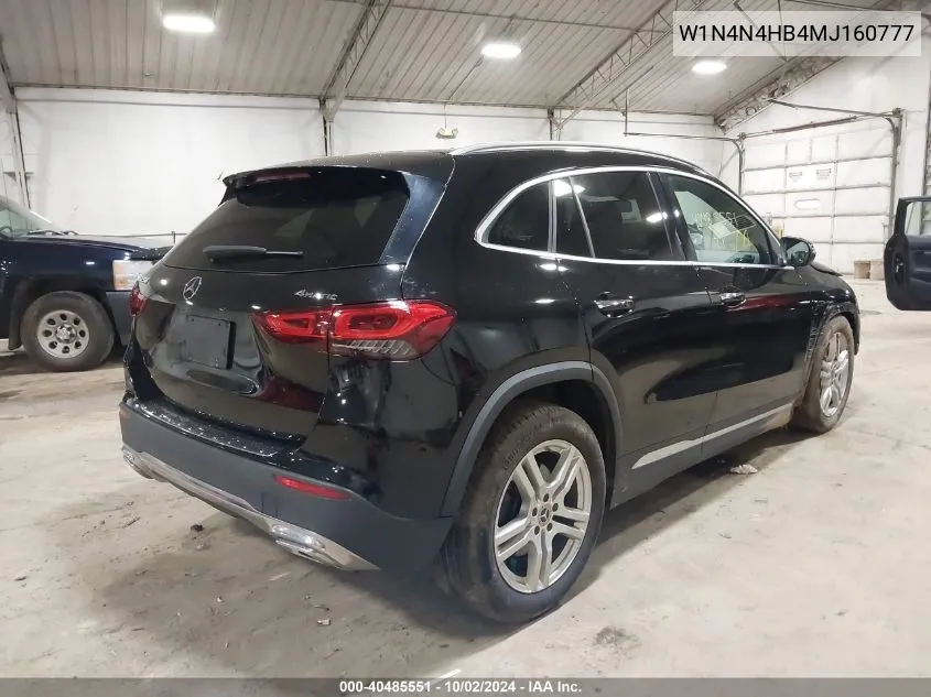 2021 Mercedes-Benz Gla 250 4Matic VIN: W1N4N4HB4MJ160777 Lot: 40485551