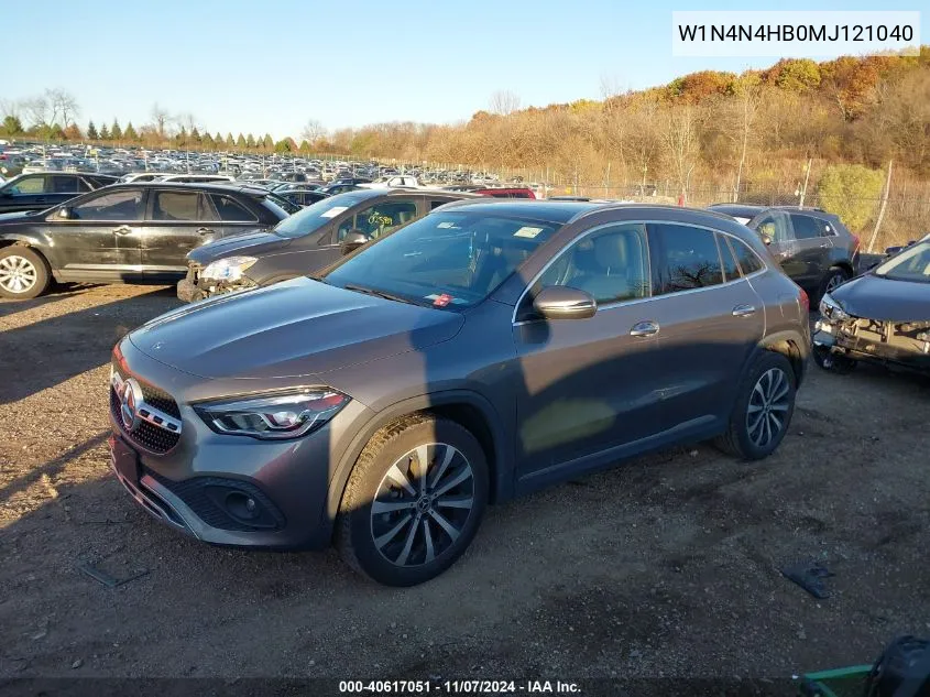 2021 Mercedes-Benz Gla 250 4Matic VIN: W1N4N4HB0MJ121040 Lot: 40617051