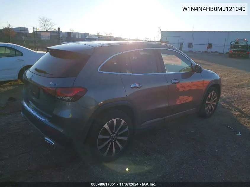 2021 Mercedes-Benz Gla 250 4Matic VIN: W1N4N4HB0MJ121040 Lot: 40617051