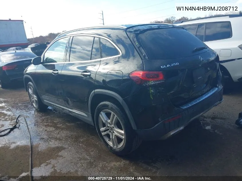 2021 Mercedes-Benz Gla 250 4Matic VIN: W1N4N4HB9MJ208712 Lot: 40725729