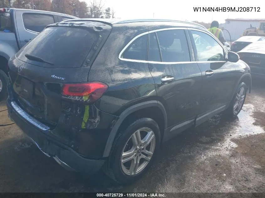 2021 Mercedes-Benz Gla 250 4Matic VIN: W1N4N4HB9MJ208712 Lot: 40725729