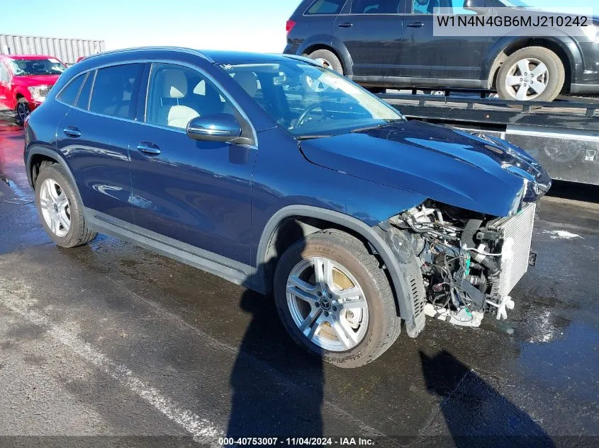 2021 Mercedes-Benz Gla 250 VIN: W1N4N4GB6MJ210242 Lot: 40753007