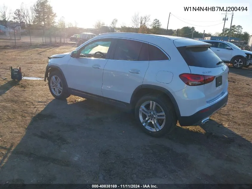 2021 Mercedes-Benz Gla 250 4Matic VIN: W1N4N4HB7MJ200494 Lot: 40838169