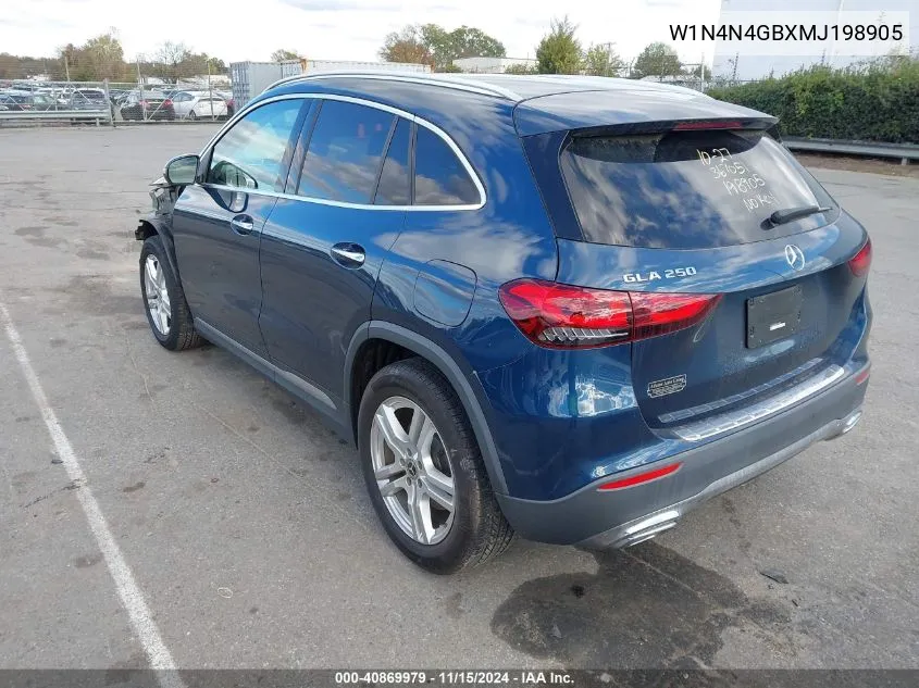 2021 Mercedes-Benz Gla 250 VIN: W1N4N4GBXMJ198905 Lot: 40869979