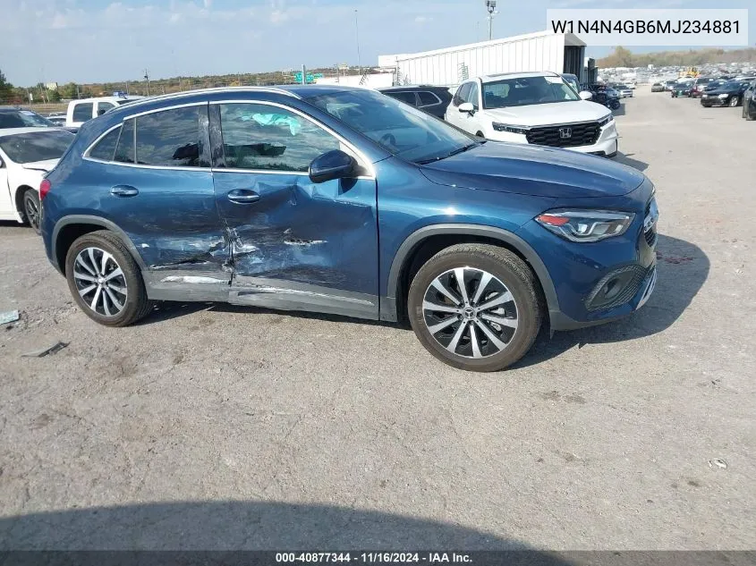 2021 Mercedes-Benz Gla 250 VIN: W1N4N4GB6MJ234881 Lot: 40877344