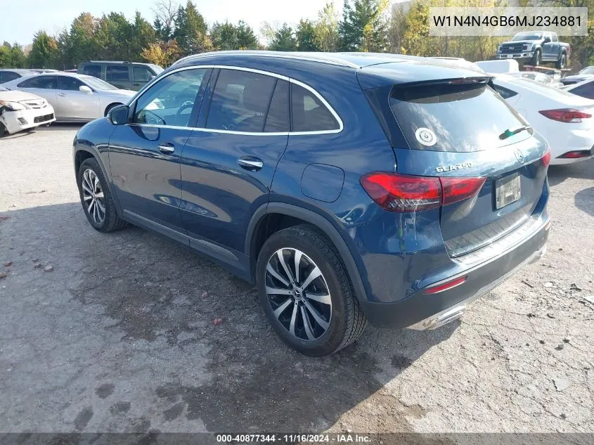 2021 Mercedes-Benz Gla 250 VIN: W1N4N4GB6MJ234881 Lot: 40877344