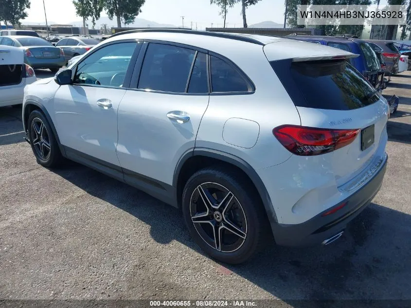 2022 Mercedes-Benz Gla 250 4Matic VIN: W1N4N4HB3NJ365928 Lot: 40060655