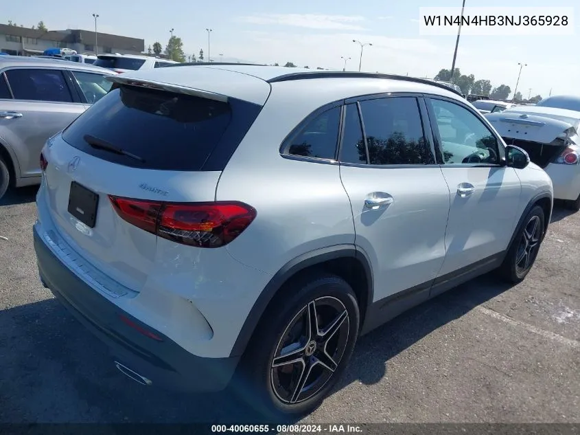 2022 Mercedes-Benz Gla 250 4Matic VIN: W1N4N4HB3NJ365928 Lot: 40060655