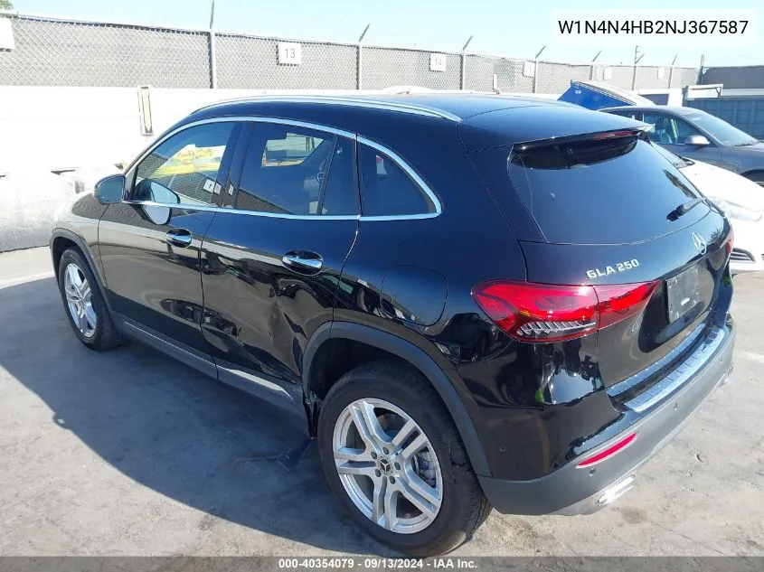 2022 Mercedes-Benz Gla 250 4Matic VIN: W1N4N4HB2NJ367587 Lot: 40354079