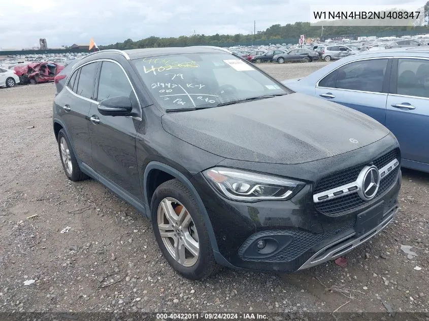 2022 Mercedes-Benz Gla 250 4Matic VIN: W1N4N4HB2NJ408347 Lot: 40422011