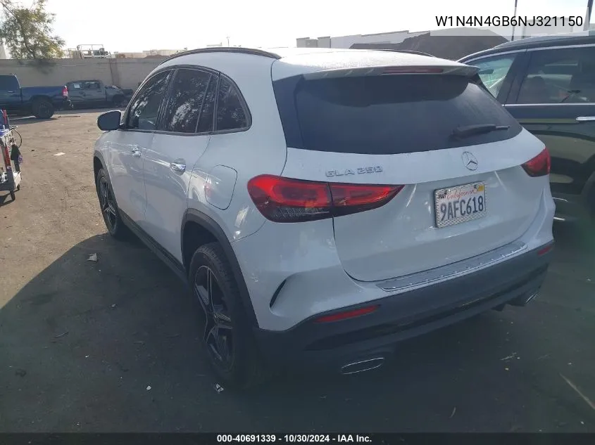 2022 Mercedes-Benz Gla 250 VIN: W1N4N4GB6NJ321150 Lot: 40691339