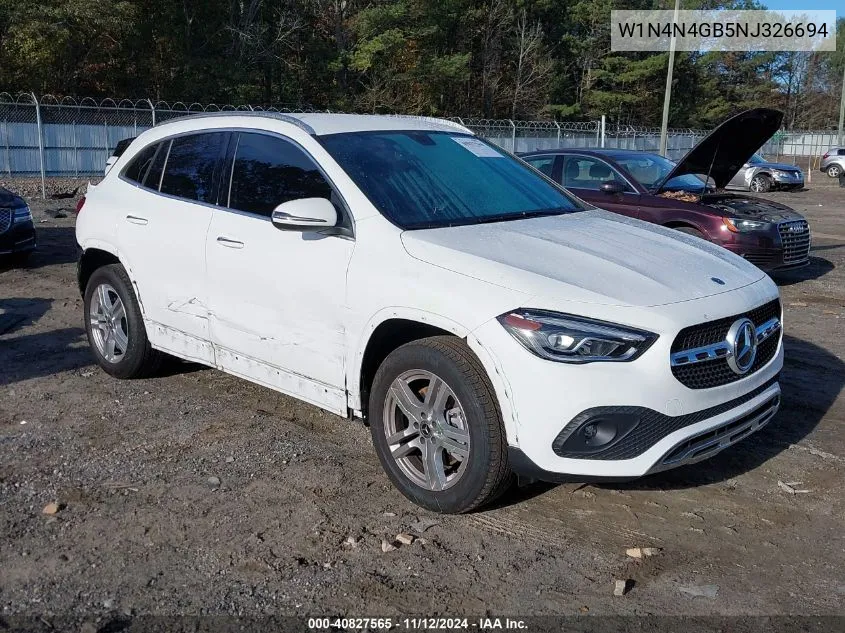 2022 Mercedes-Benz Gla 250 VIN: W1N4N4GB5NJ326694 Lot: 40827565