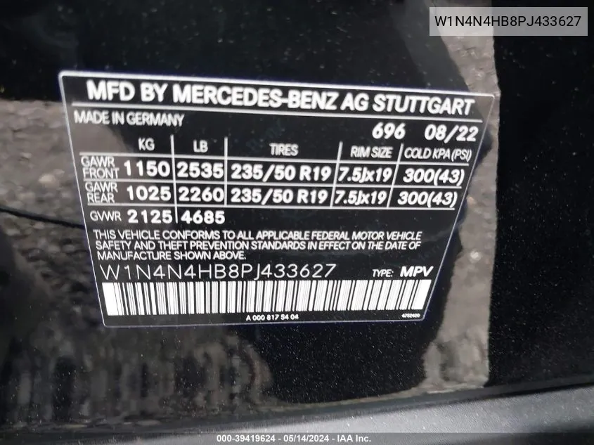 2023 Mercedes-Benz Gla 250 4Matic VIN: W1N4N4HB8PJ433627 Lot: 39419624