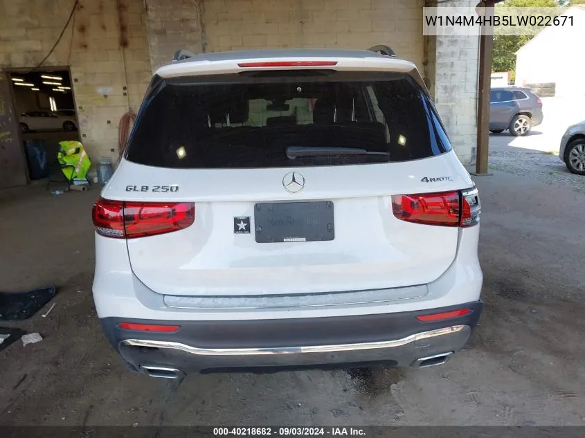 2020 Mercedes-Benz Glb 250 4Matic VIN: W1N4M4HB5LW022671 Lot: 40218682