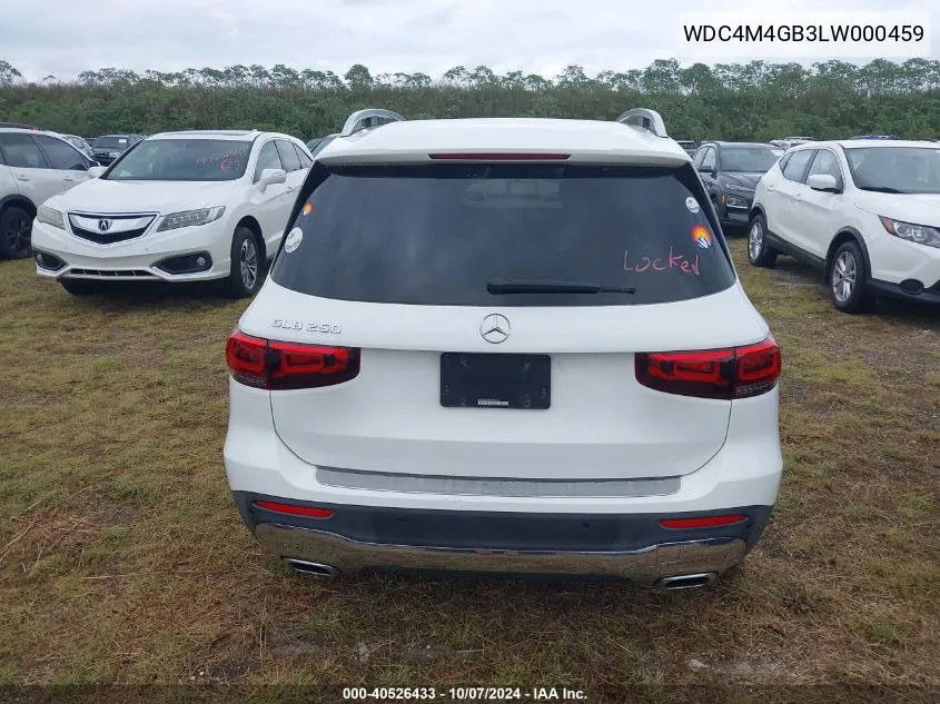 2020 Mercedes-Benz Glb 250 VIN: WDC4M4GB3LW000459 Lot: 40526433