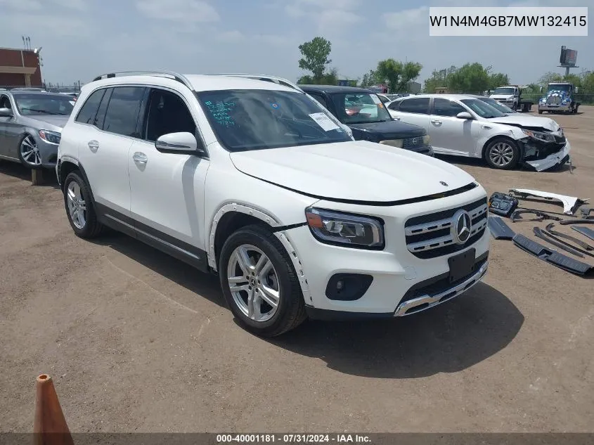 2021 Mercedes-Benz Glb 250 VIN: W1N4M4GB7MW132415 Lot: 40001181