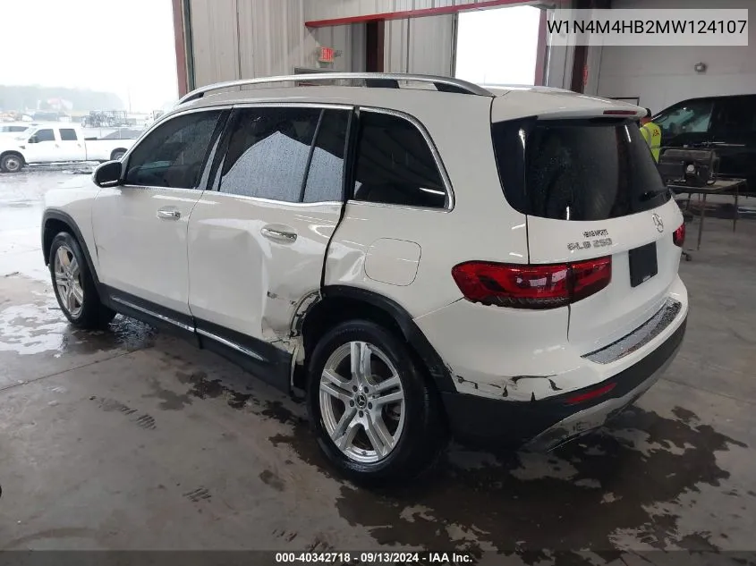 2021 Mercedes-Benz Glb 250 4Matic VIN: W1N4M4HB2MW124107 Lot: 40342718