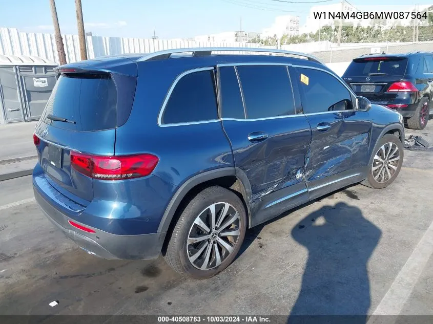 2021 Mercedes-Benz Glb 250 VIN: W1N4M4GB6MW087564 Lot: 40508783