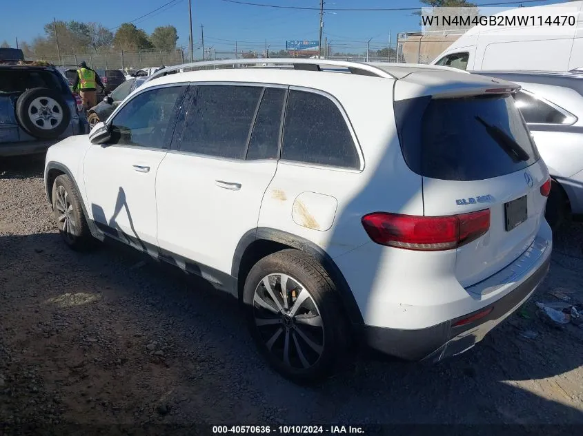 2021 Mercedes-Benz Glb 250 VIN: W1N4M4GB2MW114470 Lot: 40570636